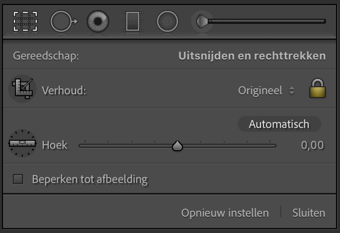 Uitsnijden Adobe Lightroom