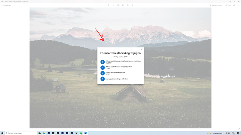 Foto verkleinen met foto's app in Windows 10