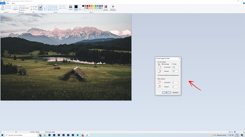 Foto verkleinen met Paint in Windows 10